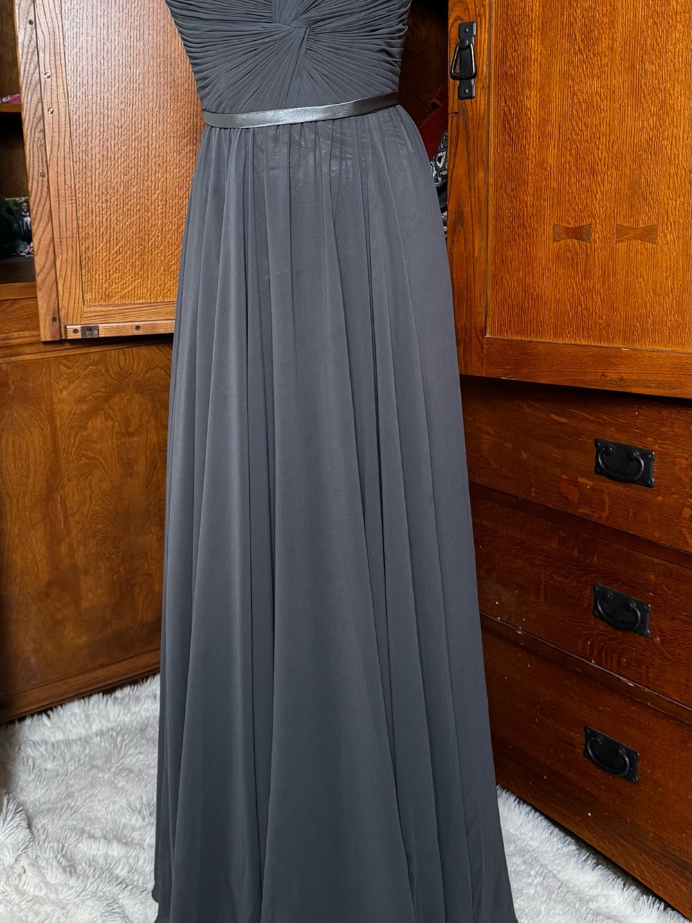 Cinderella Divine Strapless Chiffon Corset Gown Grey Size 4 Formal